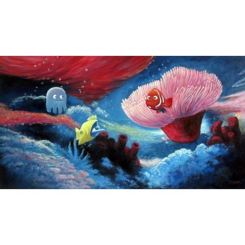 Print Painting Artwork Movie Finding Nemo Clownfish Marlin Dory